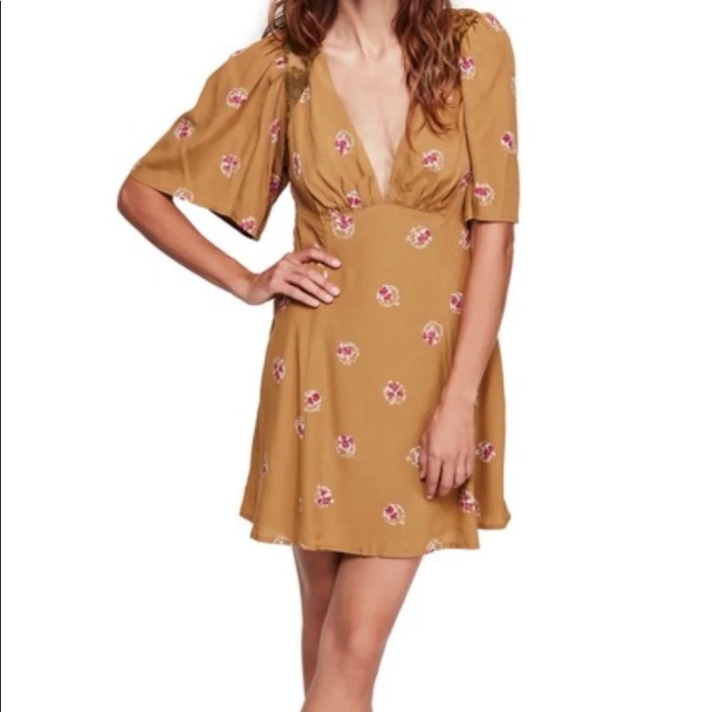 Free people mockingbird embroidered mini dress